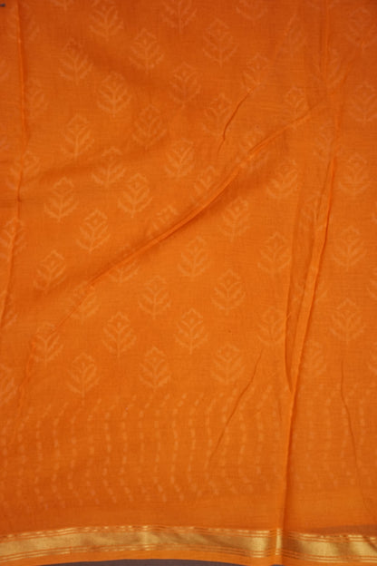 Mul Mul Cotton Ajrak Print Saree - Mustard