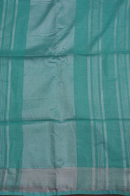 Pure Linen Saree with Tassles - Turquoise