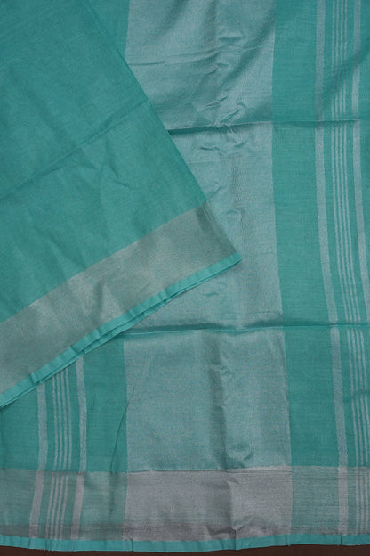 Pure Linen Saree with Tassles - Turquoise