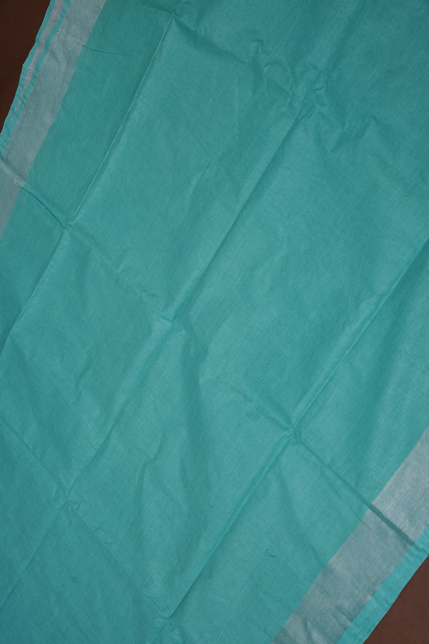 Pure Linen Saree with Tassles - Turquoise
