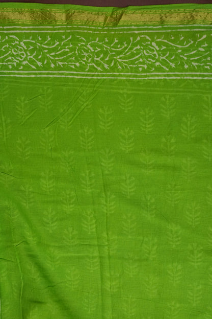 Mul Mul Cotton Ajrak Print Saree - Green