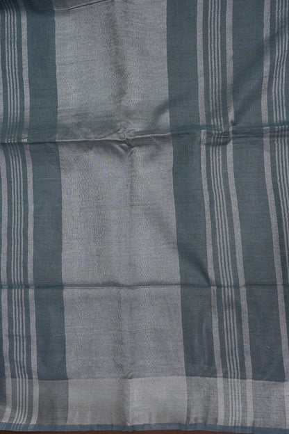 Pure Linen Saree with Tassles - Grey