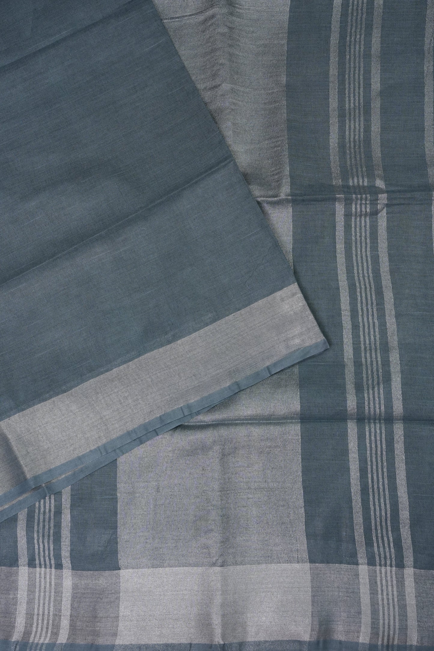 Pure Linen Saree with Tassles - Grey
