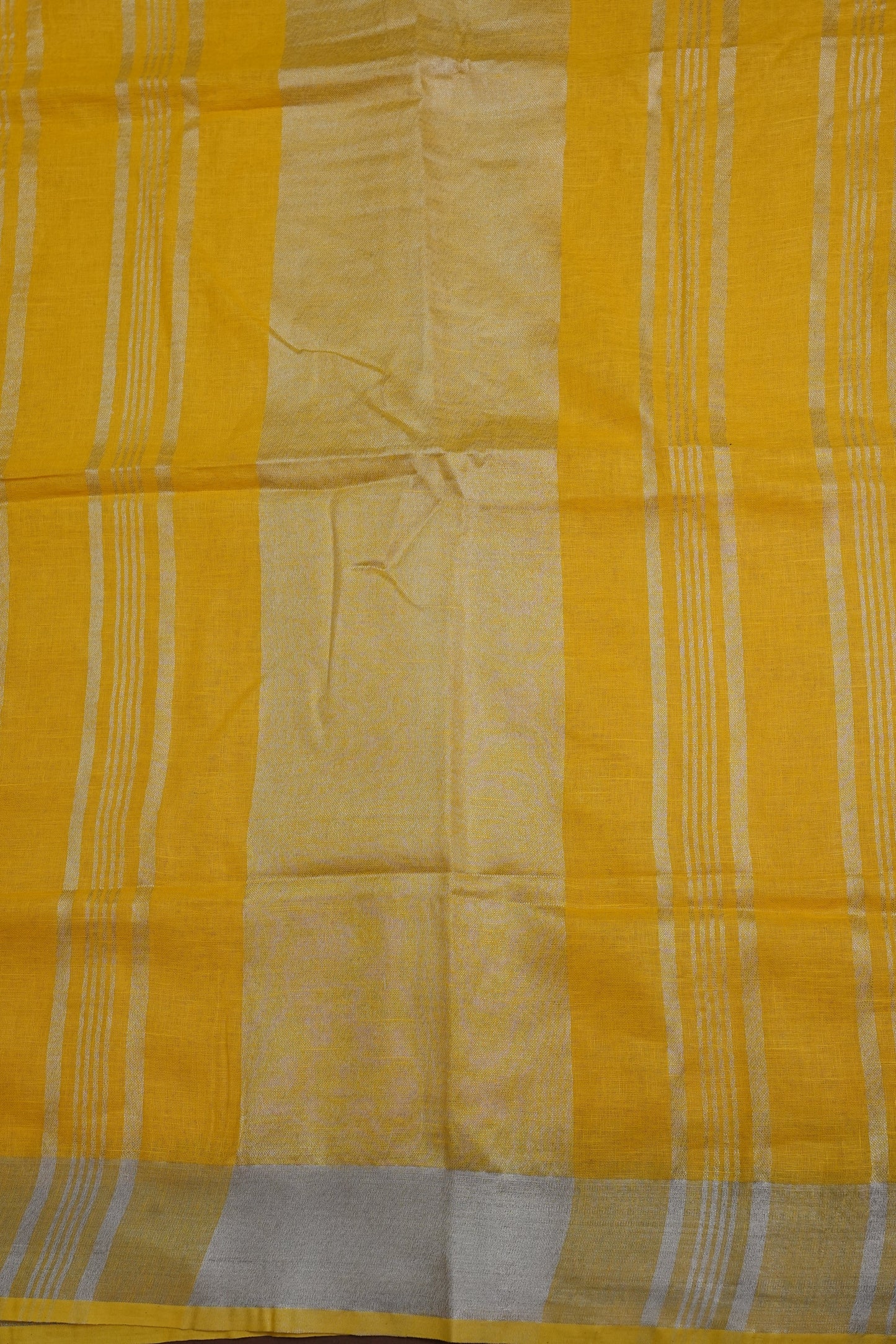 Pure Linen Saree with Tassles - Yellow
