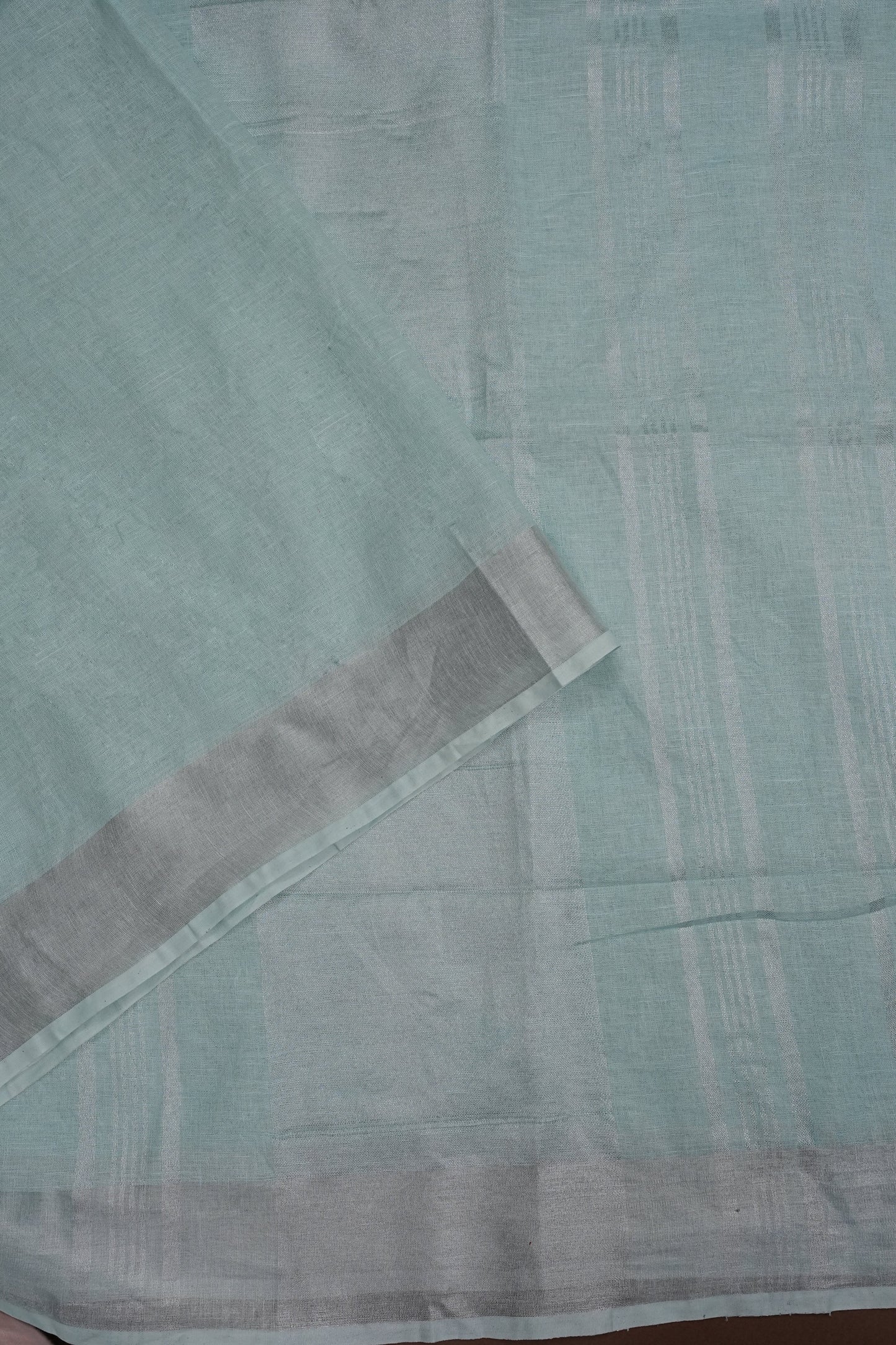 Pure Linen Saree with Tassles - Ice Blue