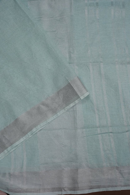 Pure Linen Saree with Tassles - Ice Blue