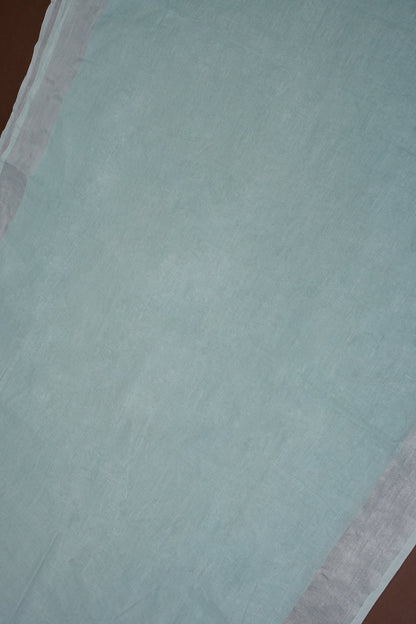 Pure Linen Saree with Tassles - Ice Blue