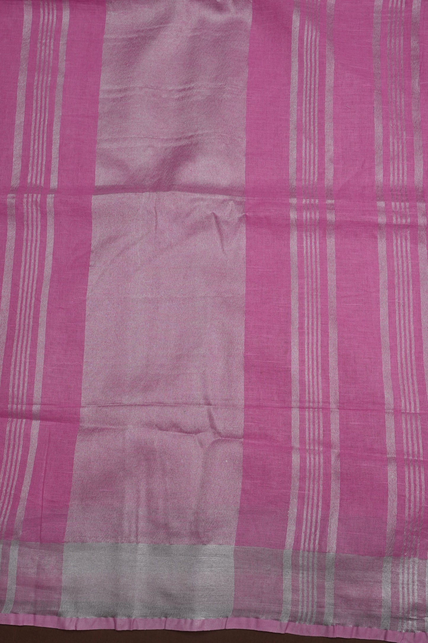 Pure Linen Saree with Tassles - Baby Pink
