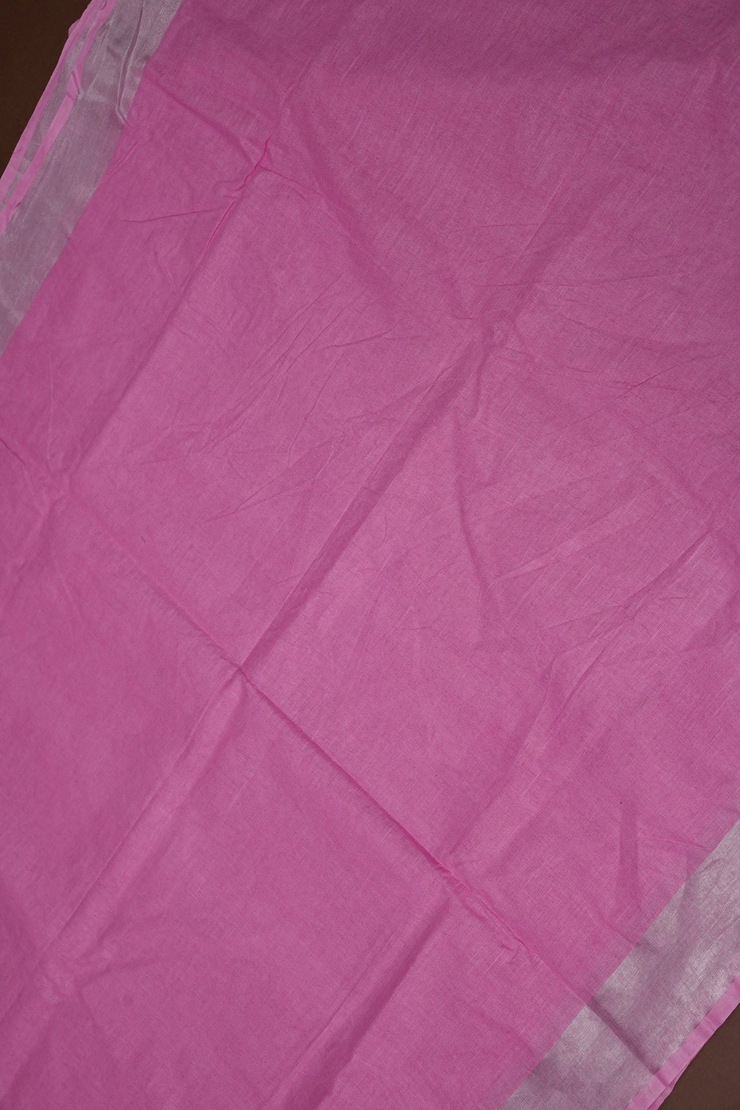 Pure Linen Saree with Tassles - Baby Pink