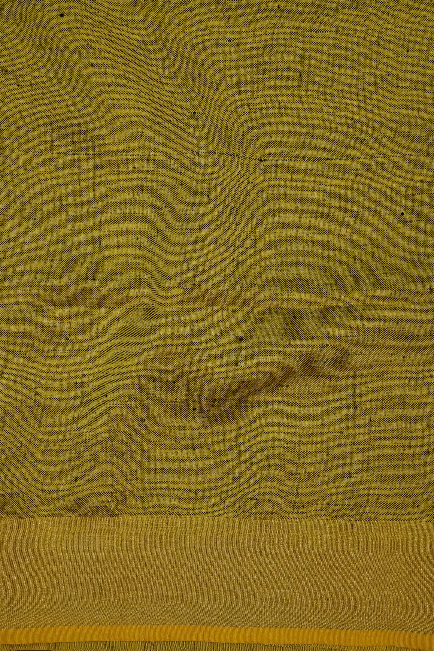 Half & Half Pure Linen Saree with Tassles - Bottle Green & Rich Mustard Yellow