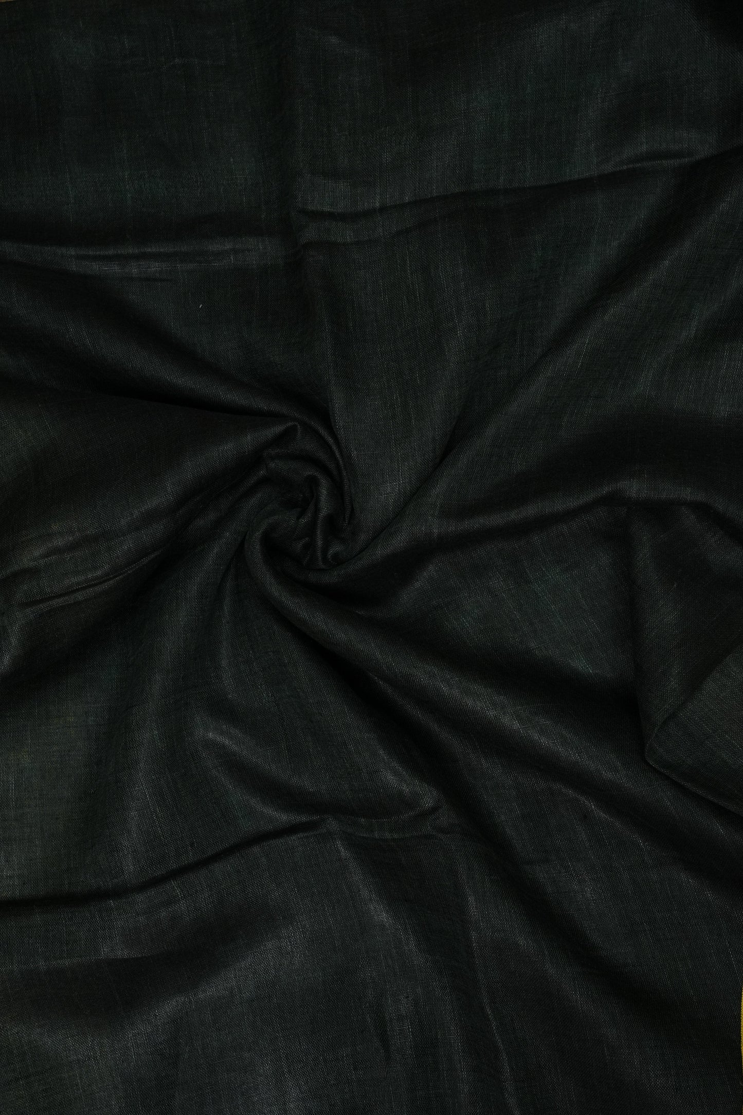 Half & Half Pure Linen Saree with Tassles - Bottle Green & Rich Mustard Yellow