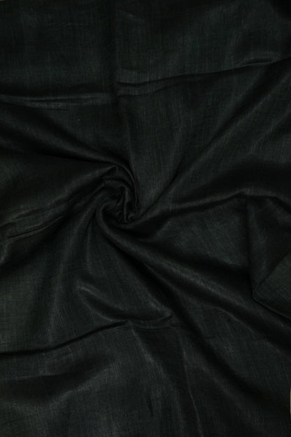 Half & Half Pure Linen Saree with Tassles - Bottle Green & Rich Mustard Yellow