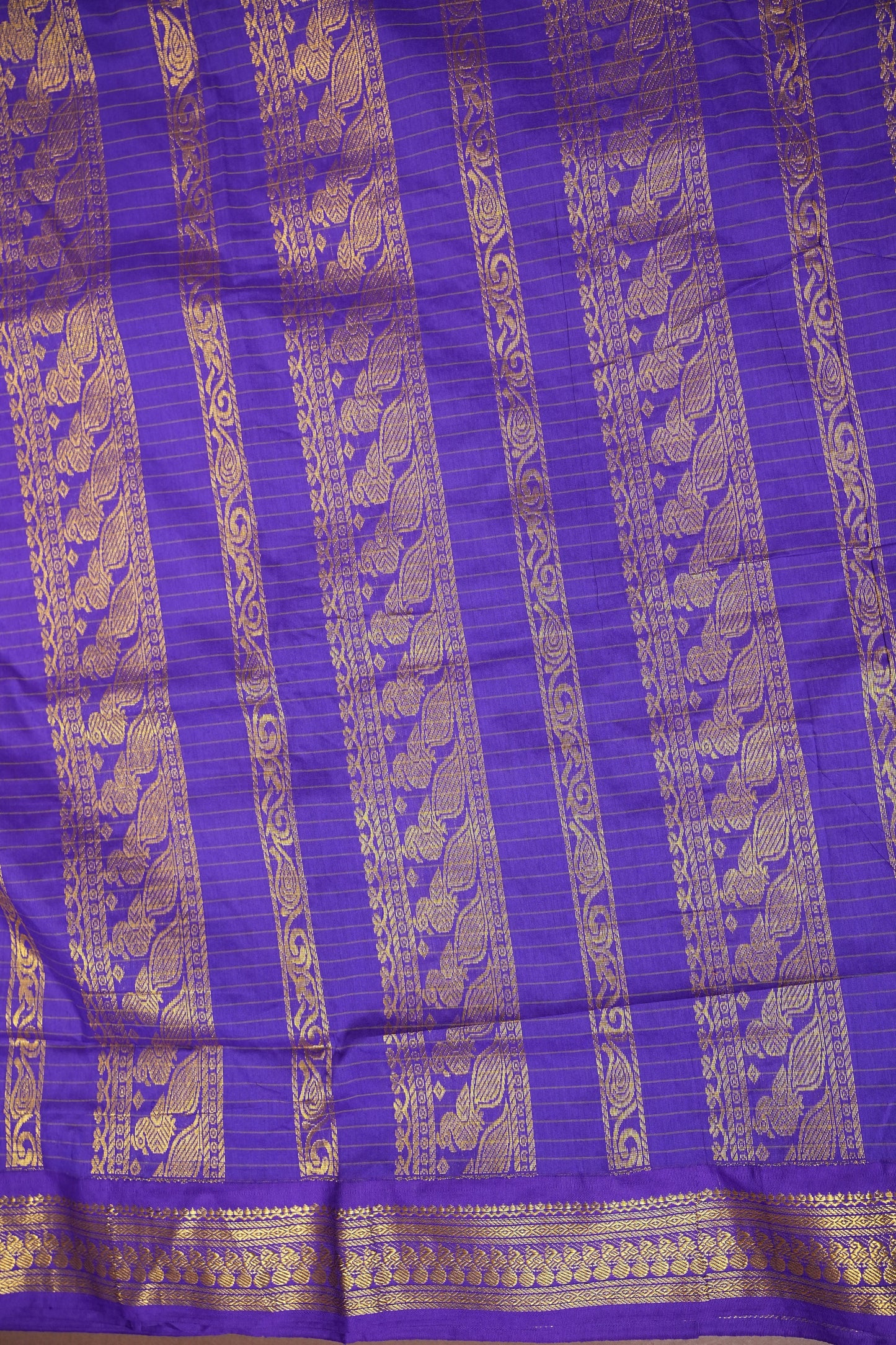 Checkered Kalyani Cotton Silk Saree - Purple