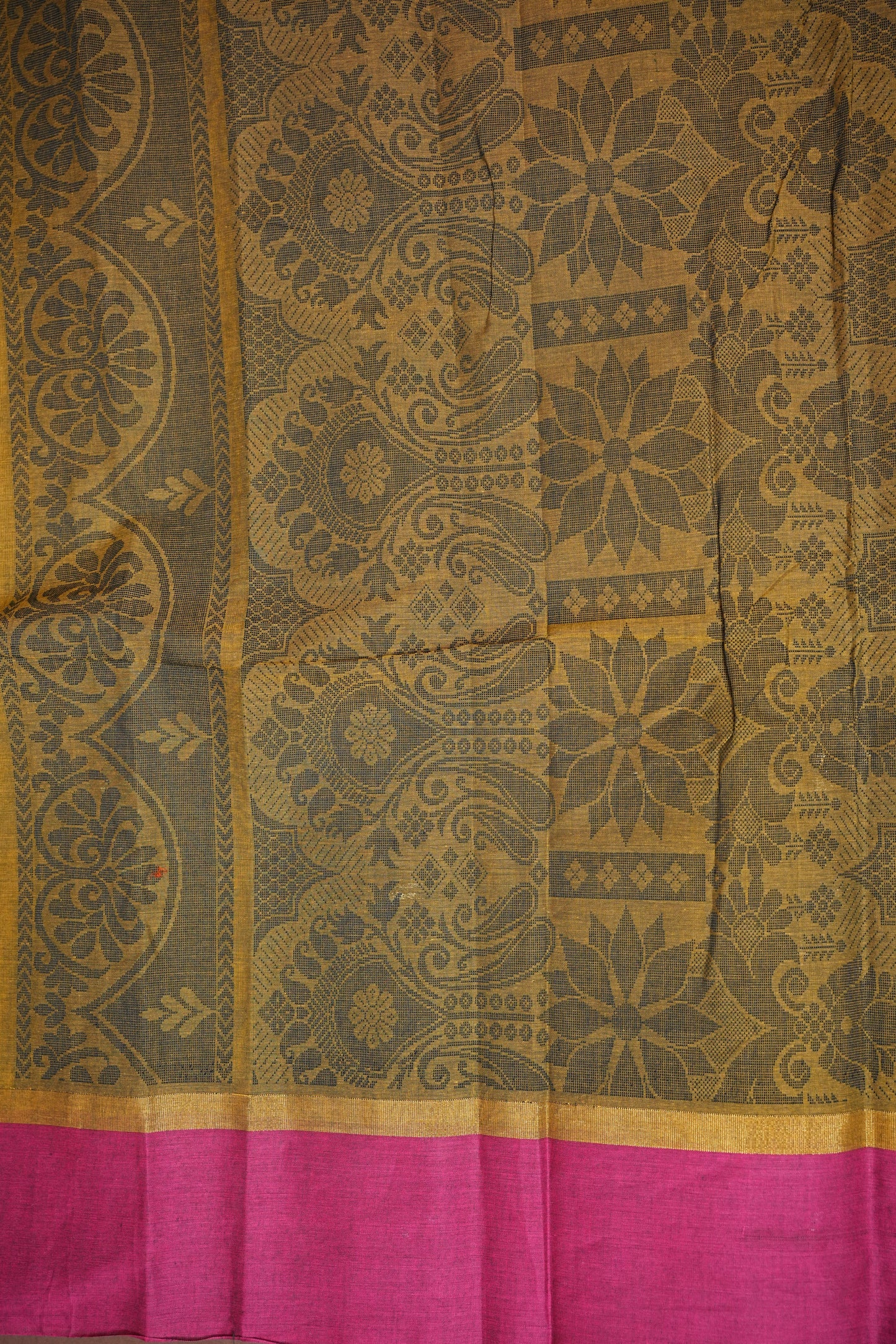 Chettinad Cotton Saree - Mustard Yellow