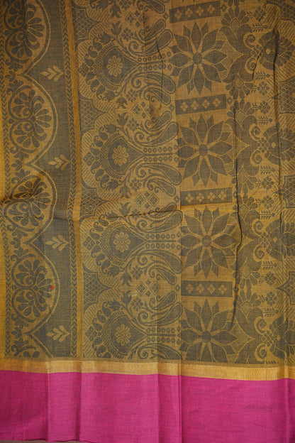 Chettinad Cotton Saree - Mustard Yellow