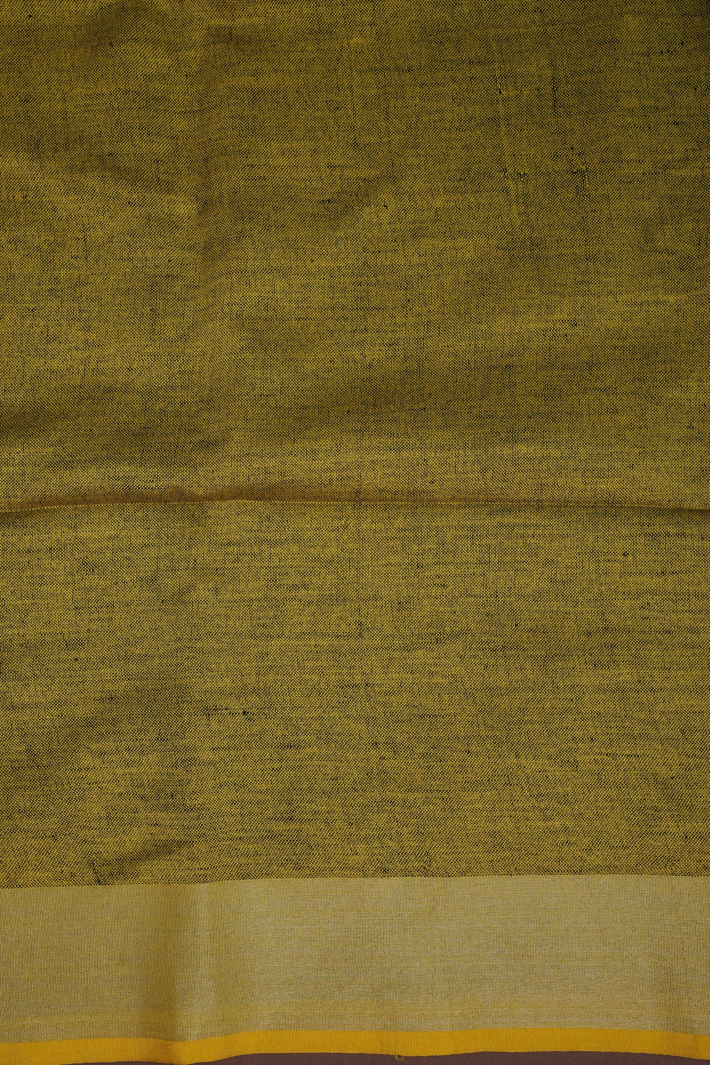 Pure Linen Saree with Tassles - Navy Blue & Mustard Yellow