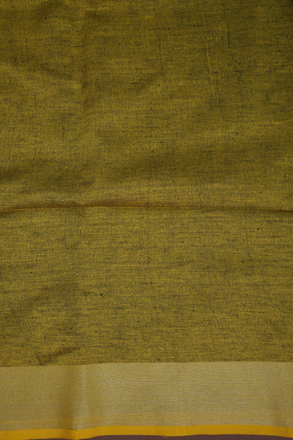 Pure Linen Saree with Tassles - Navy Blue & Mustard Yellow