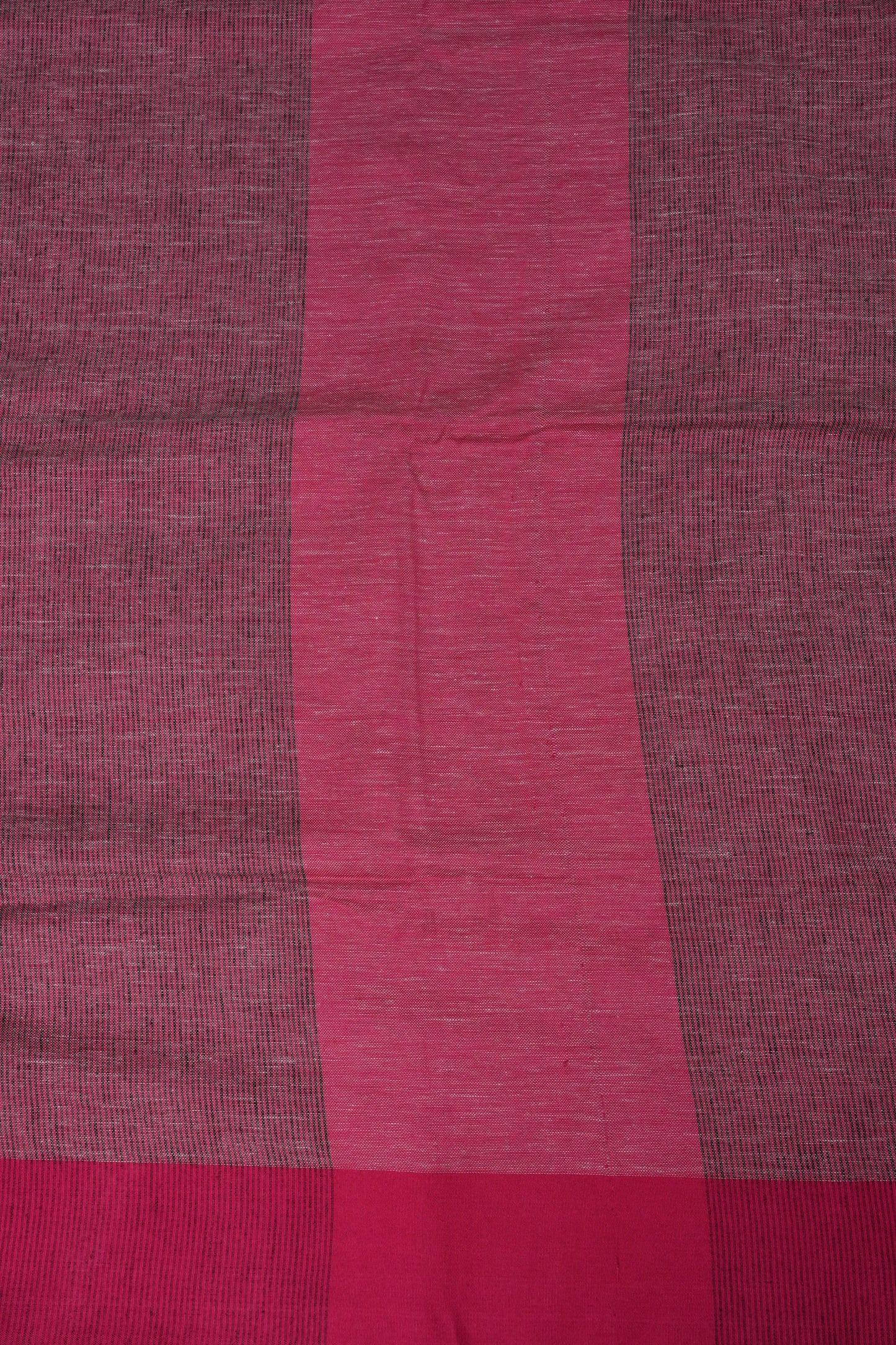 Pure Linen Saree with Tassles - Grey & Pink