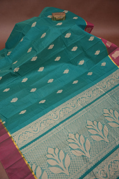 Chettinad Cotton Saree - Rama Green