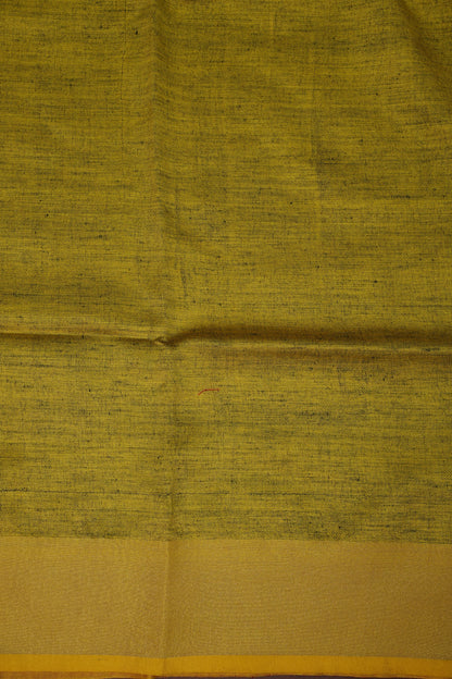 Pure Linen Saree with Tassles - Maroon & Mustard Yellow