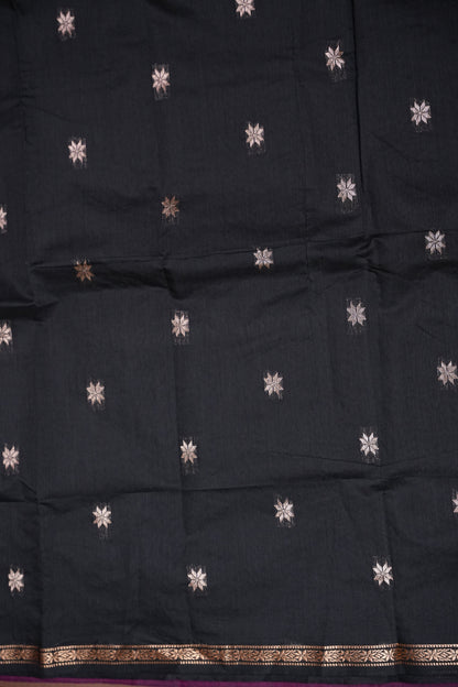 Maheshwari Silk Cotton Saree - Magenta & Black