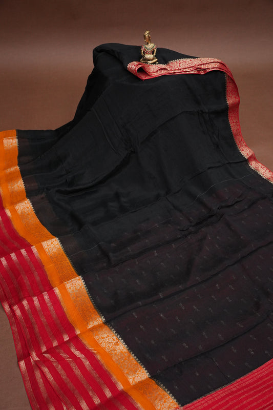 Georgette Crepe Sarees - Black