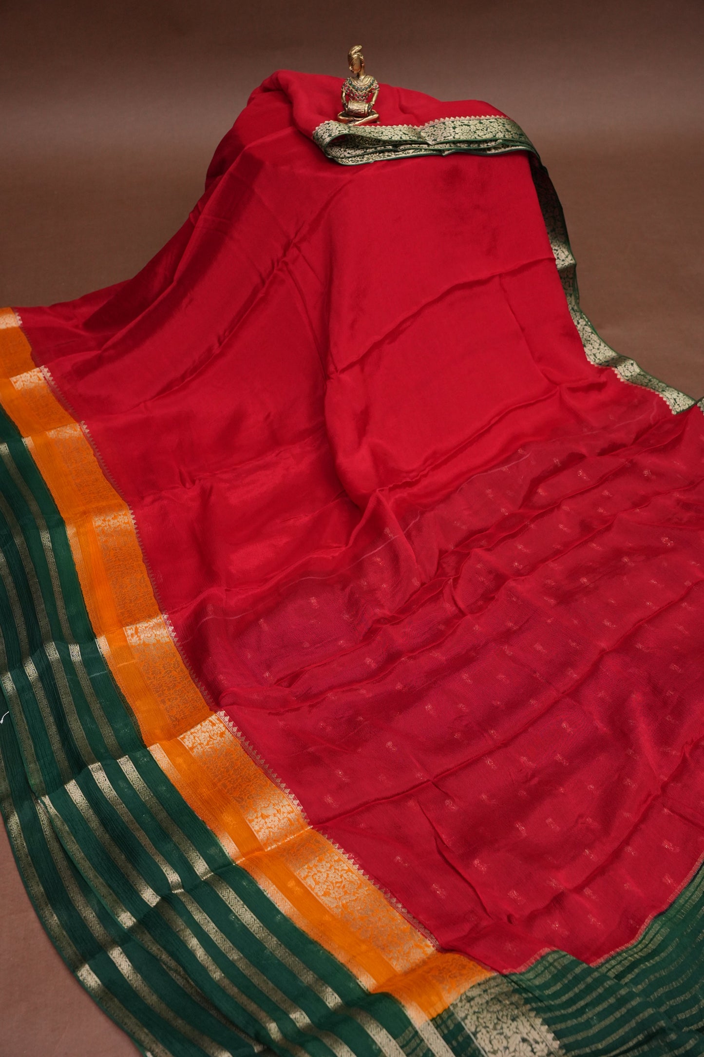 Georgette Crepe Sarees - Deep Red