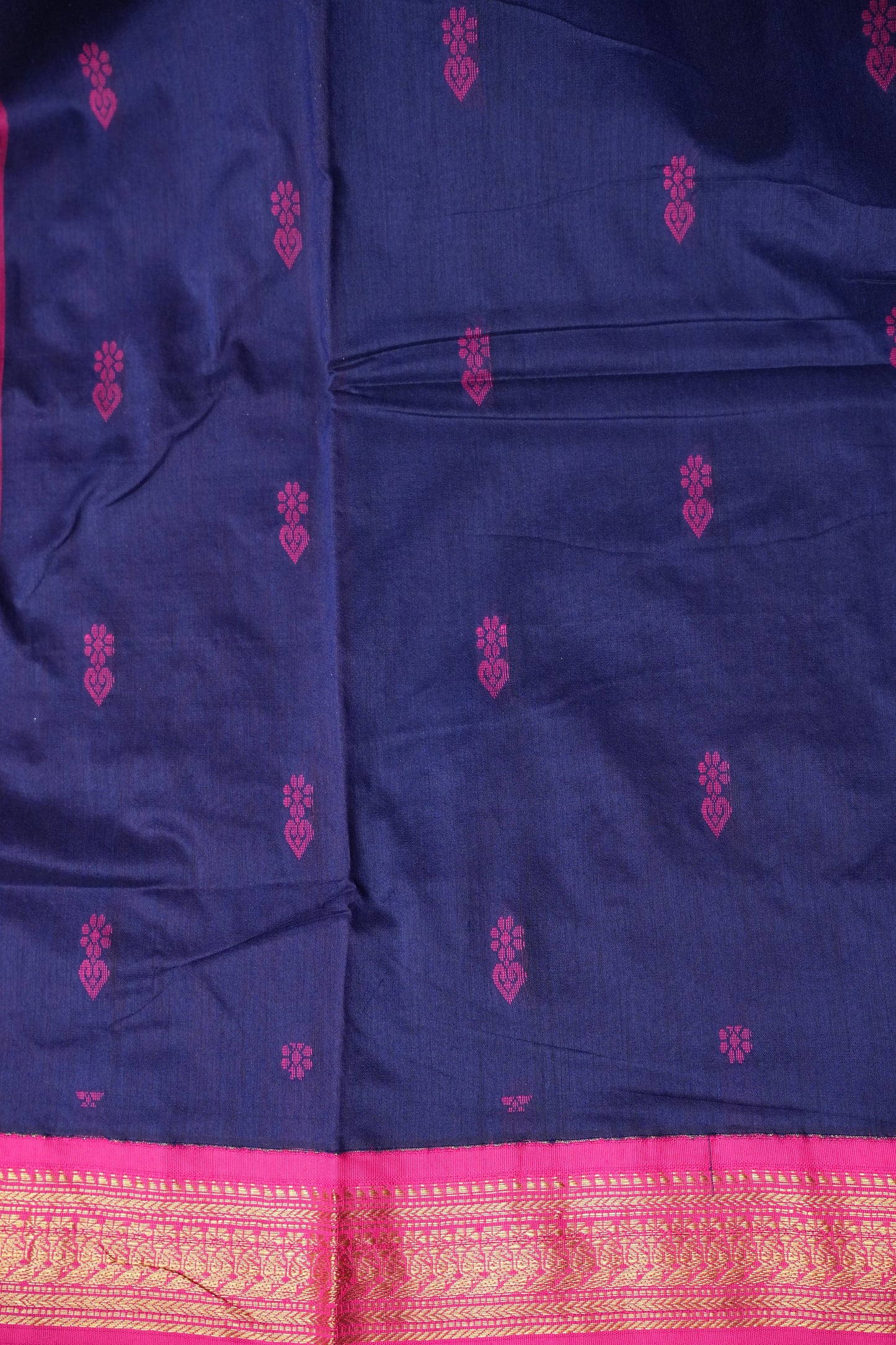 Kalyani Cotton Silk Saree - Blue and Pink