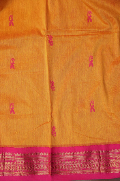 Kalyani Cotton Silk Saree - Yellow and Pink
