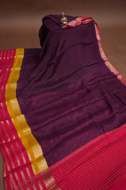 Georgette Crepe Sarees - Deep Brinjal Purple