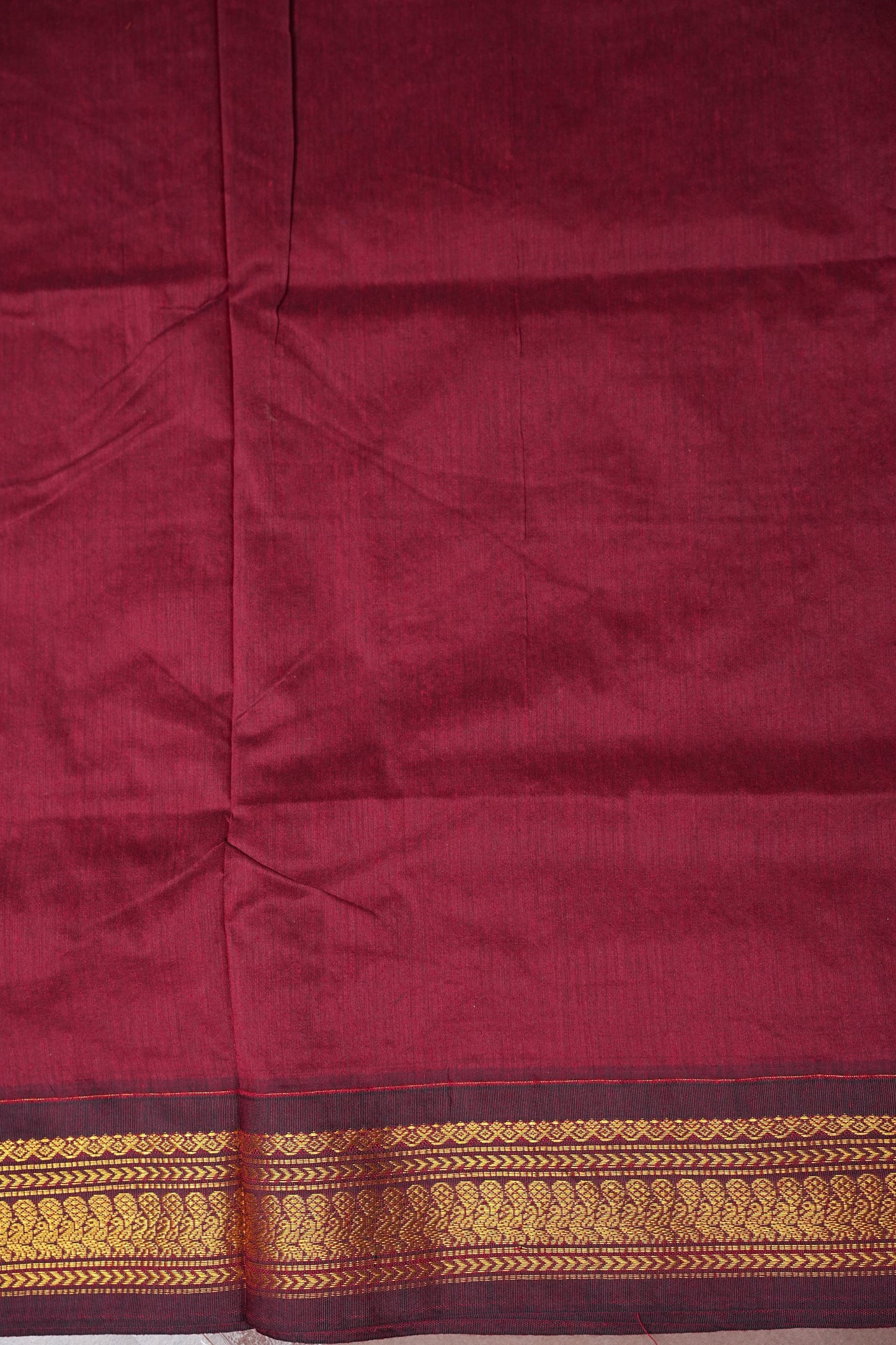 Kalyani Cotton Silk Saree - Orange & Maroon