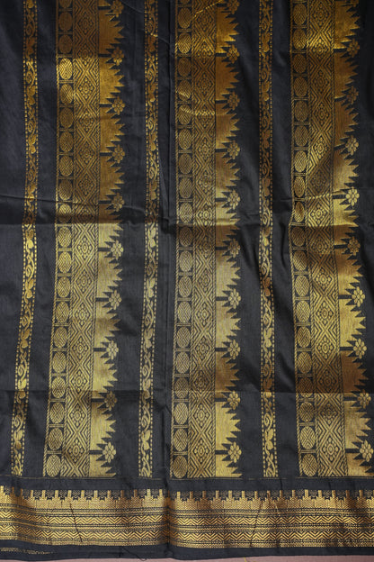 Kalyani Cotton Silk Saree - Grey with Black border