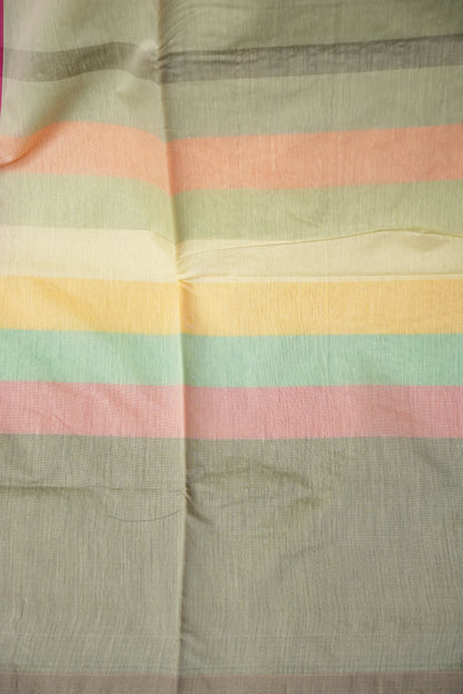 Checkered Cotton Saree - Beige