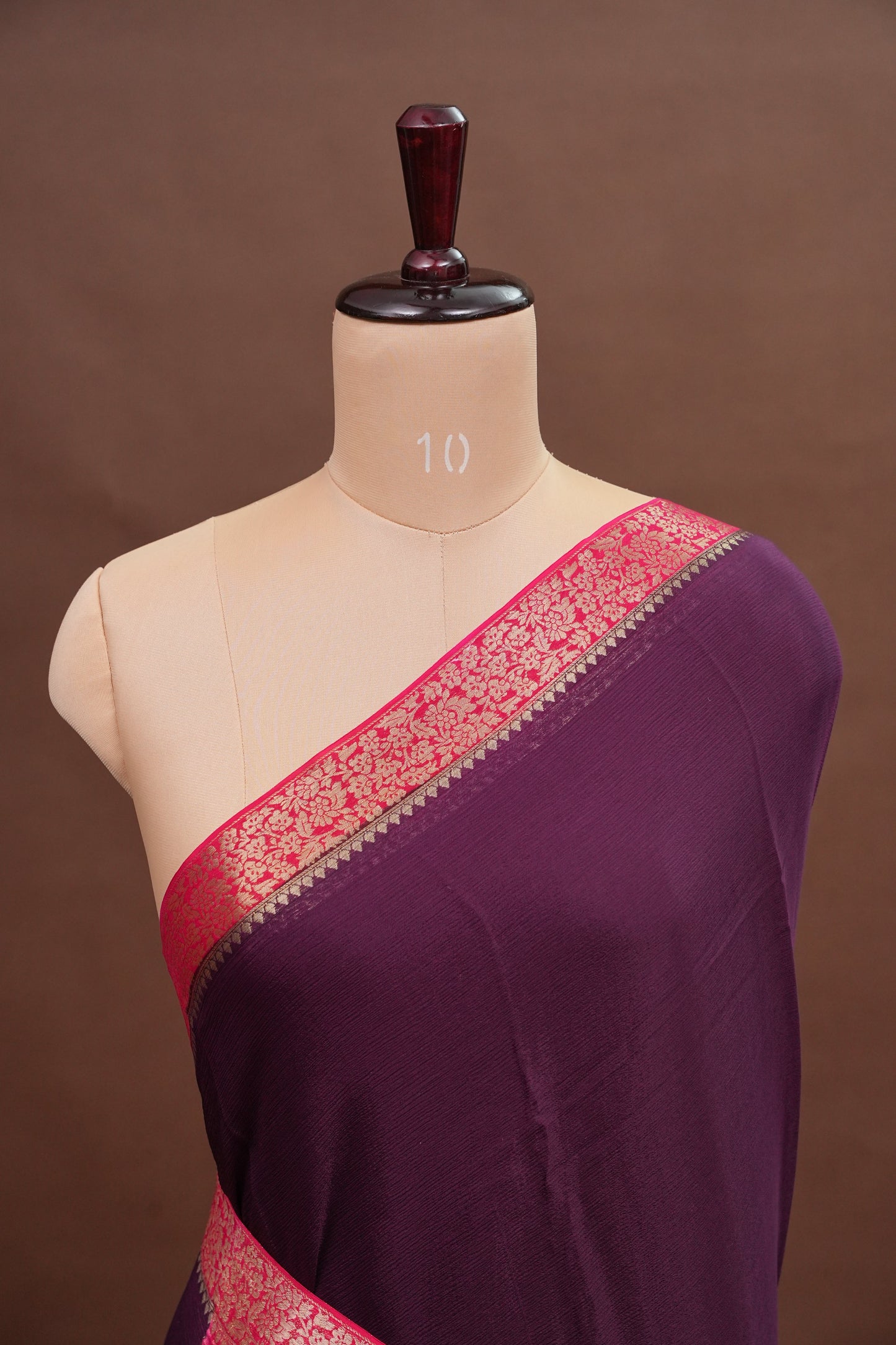 Georgette Crepe Sarees - Deep Brinjal Purple