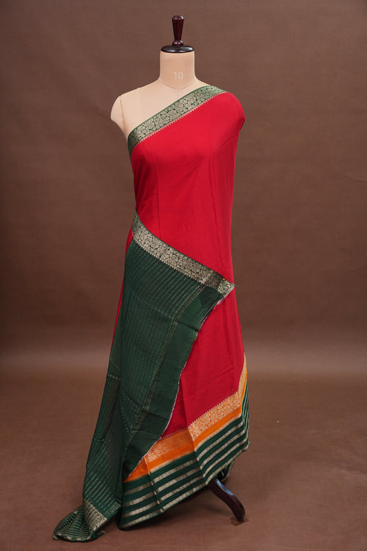 Georgette Crepe Sarees - Deep Red