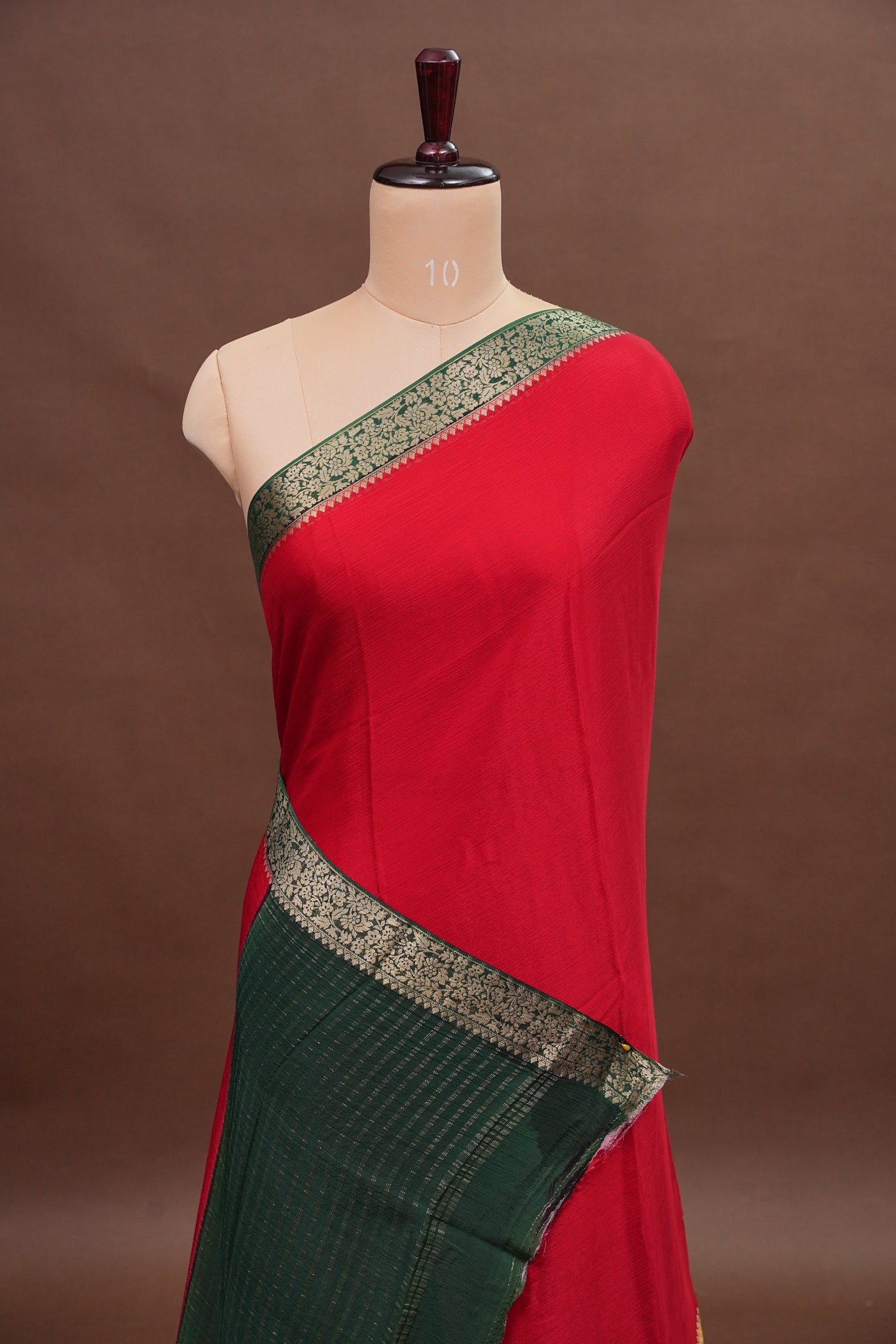 Georgette Crepe Sarees - Deep Red