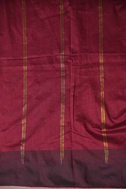Temple Border Silk Cotton Saree - Green and Maroon