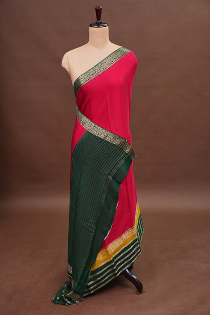 Georgette Crepe Sarees - Rani Pink