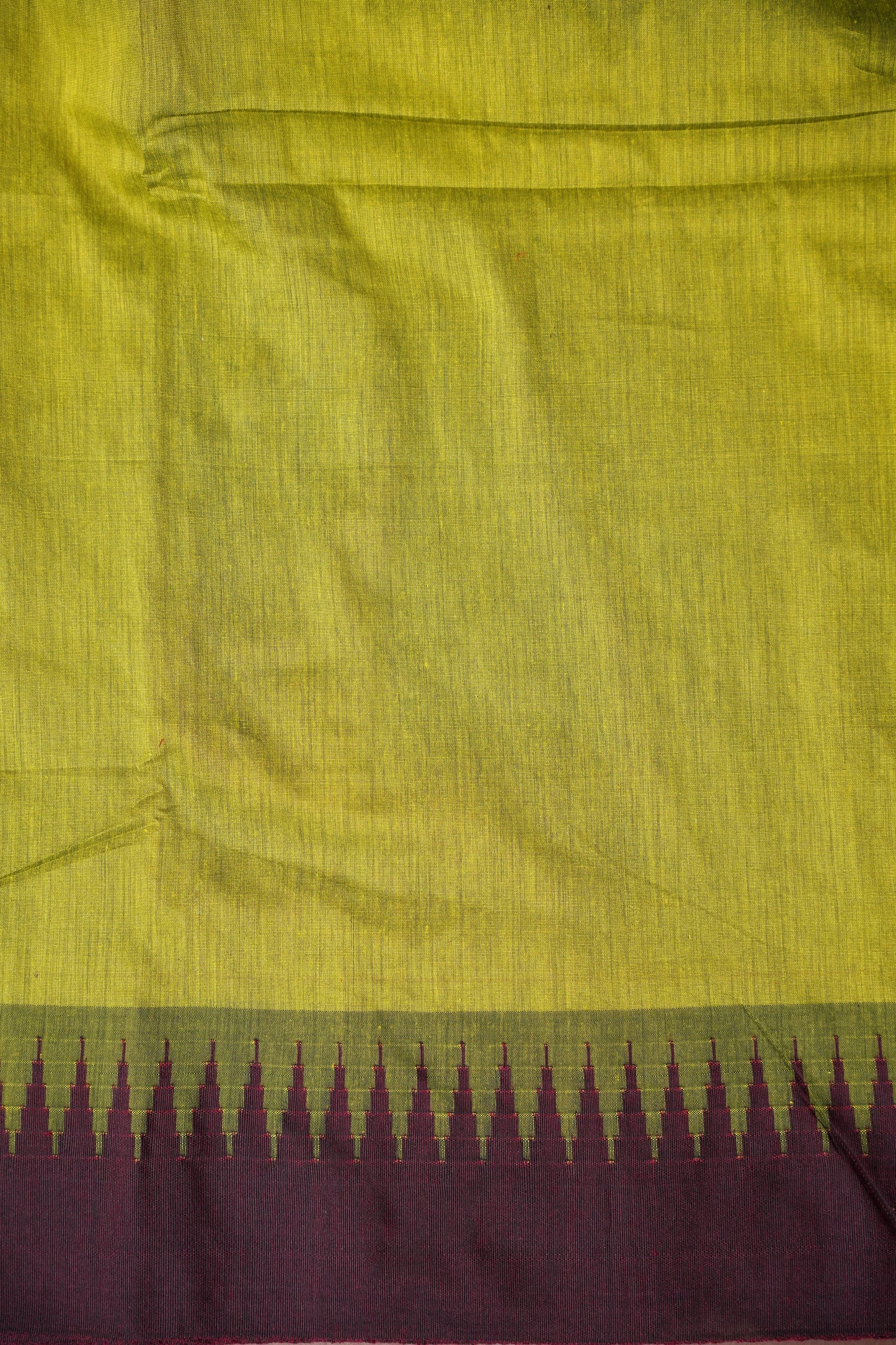 Temple Border Silk Cotton Saree - Green and Maroon