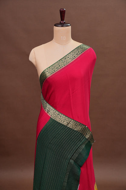 Georgette Crepe Sarees - Rani Pink