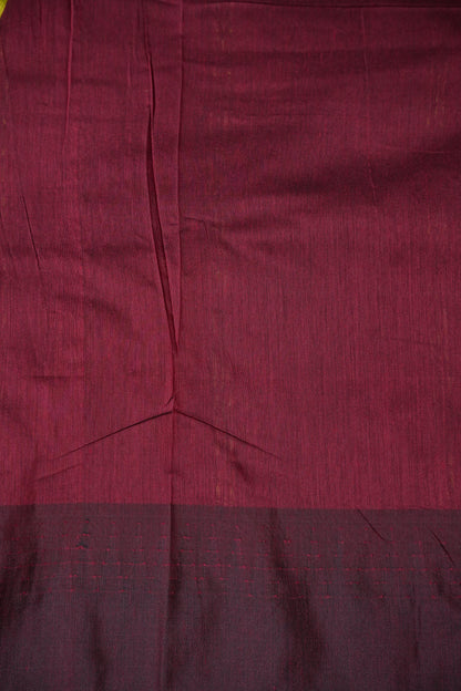 Temple Border Silk Cotton Saree - Green and Maroon