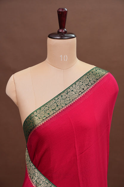 Georgette Crepe Sarees - Rani Pink