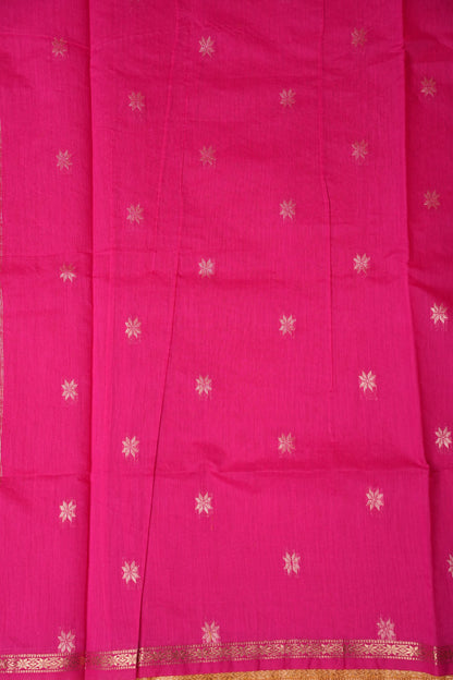 Maheshwari Silk Cotton Saree - Yellow and Pink