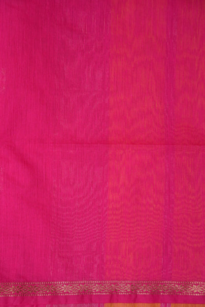Maheshwari Silk Cotton Saree - Yellow and Pink