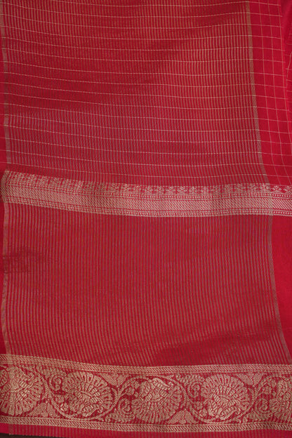 Crepe Silk Saree with Embroidered Border - Red