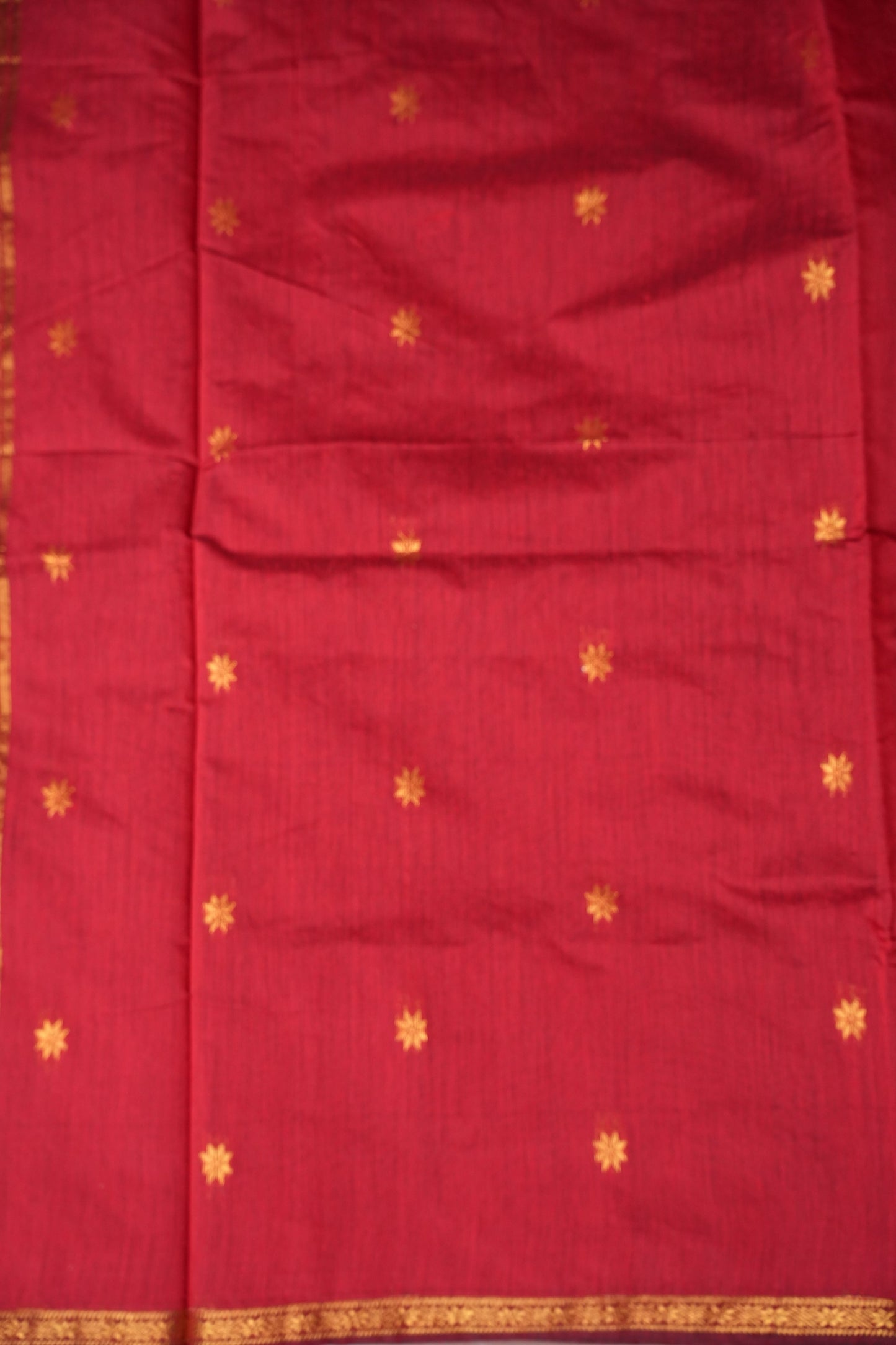Maheshwari Silk Cotton Saree - Rama Green & Red