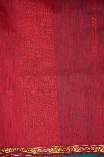Maheshwari Silk Cotton Saree - Rama Green & Red