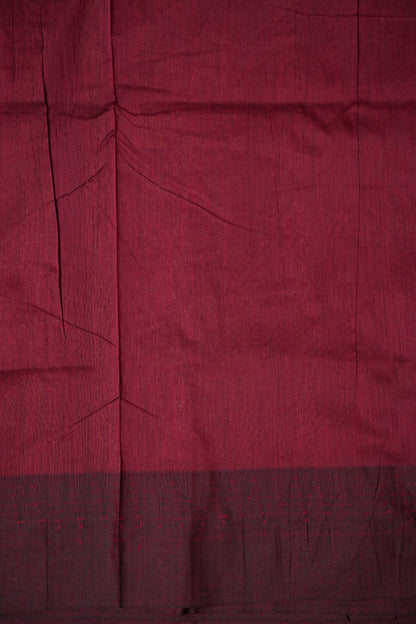 Temple Border Silk Cotton Saree - Mustard and Maroon