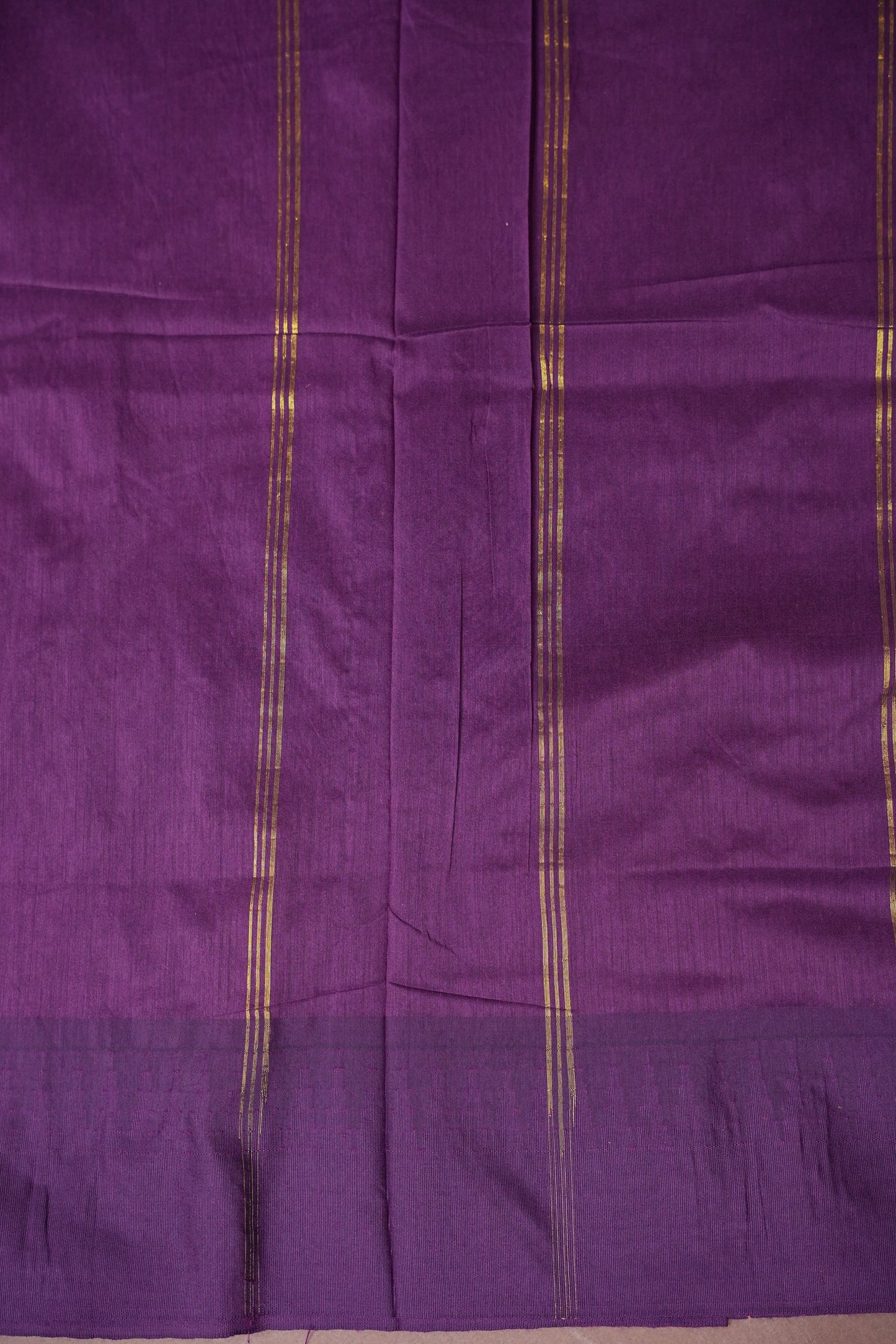 Temple Border Silk Cotton Saree - Peach and Purple