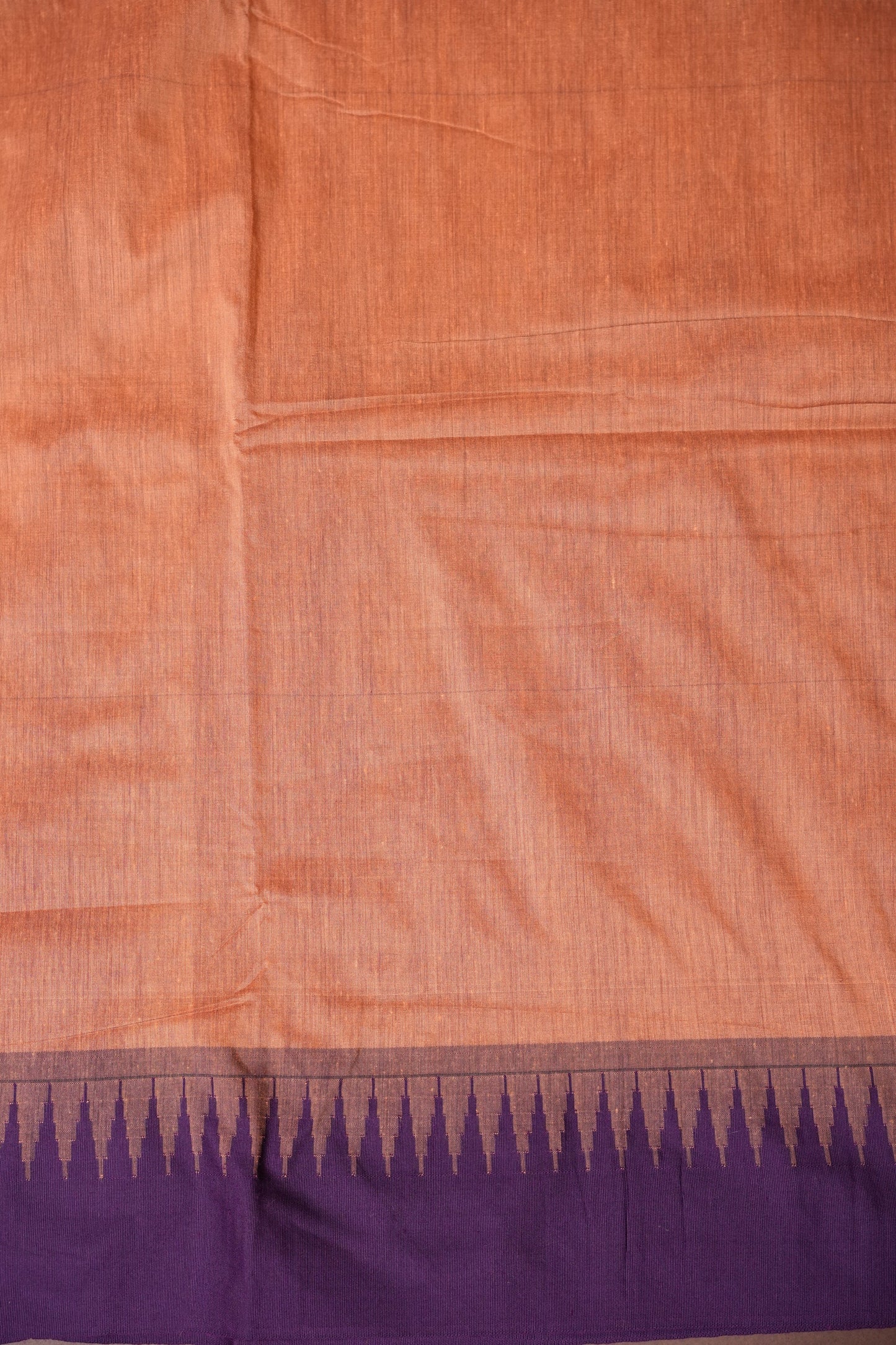 Temple Border Silk Cotton Saree - Peach and Purple